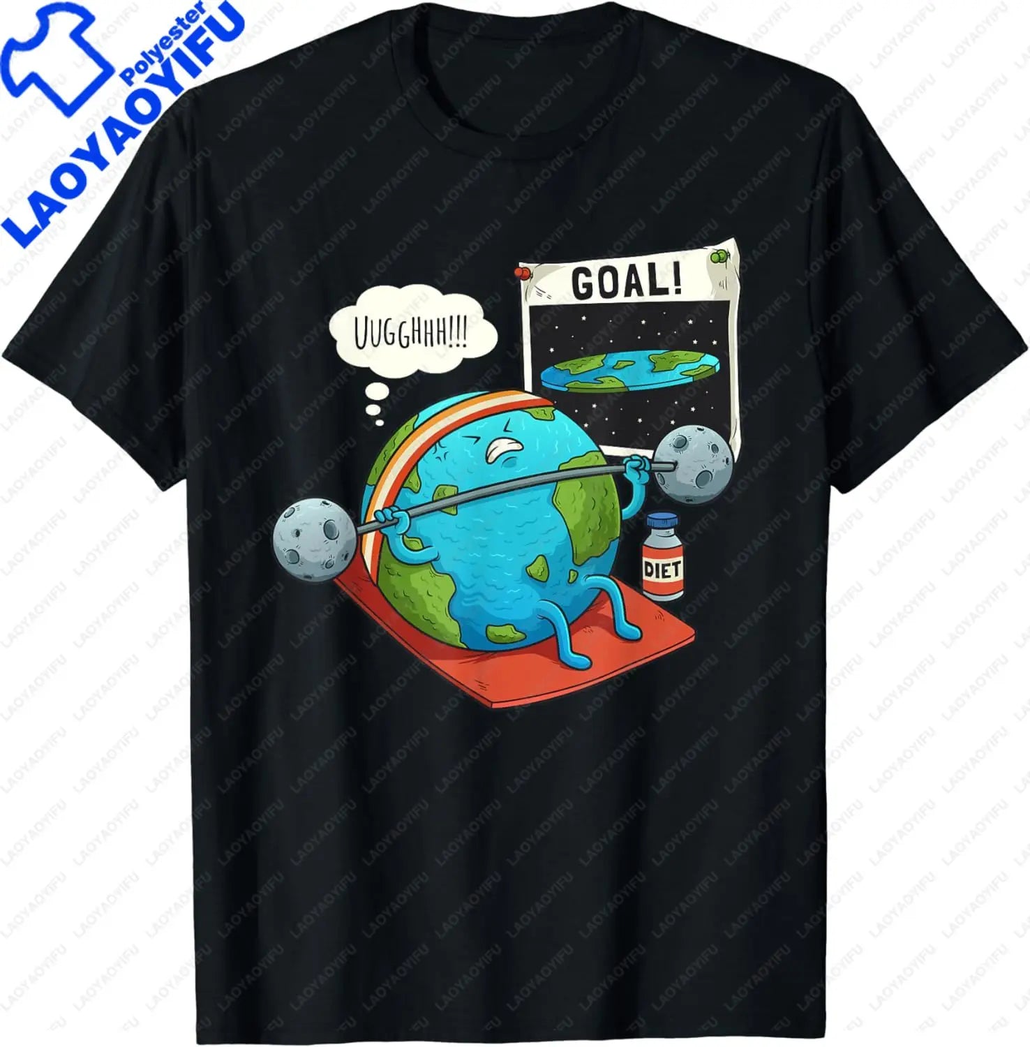 Funny Flat Earth Fitness Goal Gym Workout Training Meme T-Shirt  Men Clothing Tops Graphic T Shirts Streetwear Camisas - Sun Studio