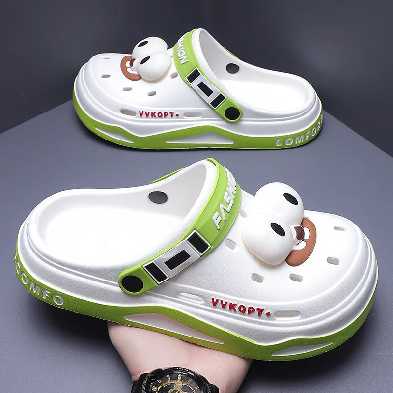 Summer new trend hole shoes outside wear cartoon fashion home home couples non-slip hole sandals beach Baotou slippers men's