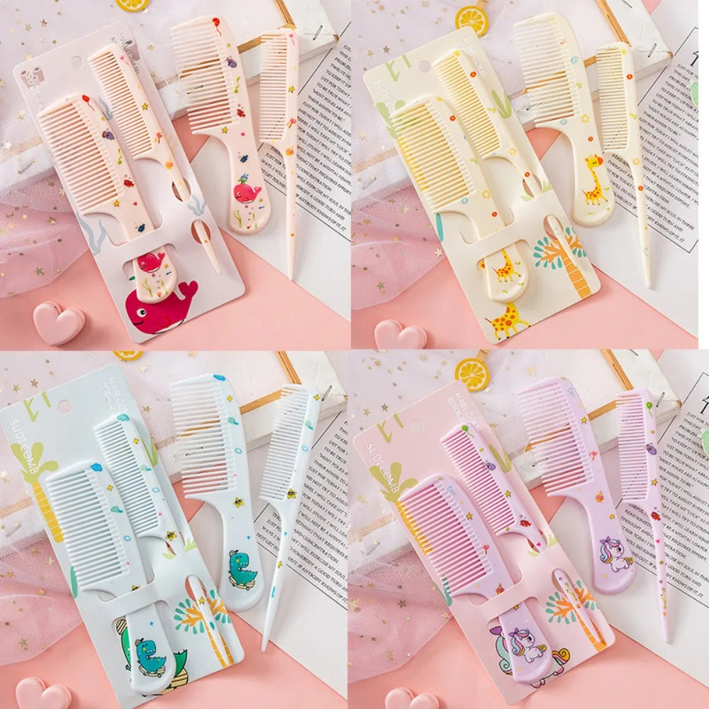 2pcs Kids Hair Combs Set Cartoon Animals Children Hairdressing Comb with Pointed Tail Girls Portable Anti-Static Plastic Comb - Sun Studio