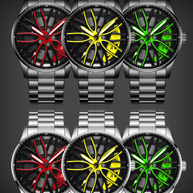 LIGE Men Watches Waterproof Rotary Sport Car Rim Man Luxury Watch Luminous Fashion Stainless Steel Quartz Men's Watches - Sun Studio