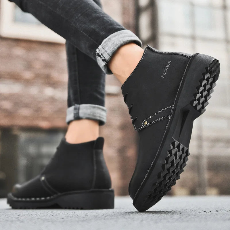 VIPOL Tooling Boots for Men Retro Leather Shoes Comfortable Platform Leisure Flats Classics Outdoor Leisure Men's Boot - Sun Studio
