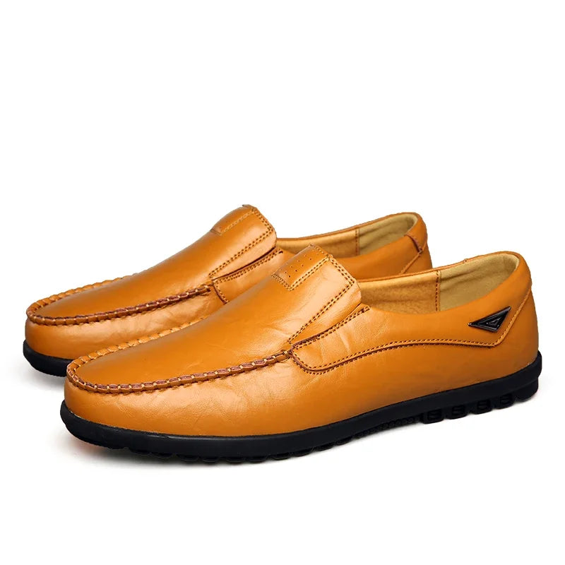 Leather Men Casual Shoes Breathable Soft Mens Loafers Italian Brand Moccasins Slip on Black Driving Shoes Plus Size 37-47 - Sun Studio