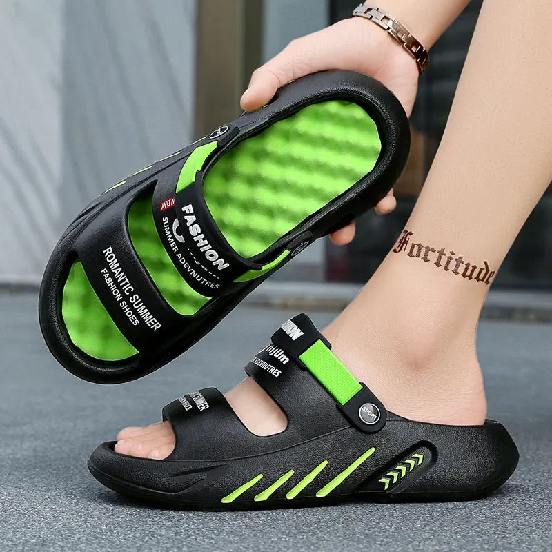 2025 Summer Men's Massage Slippers Outdoor Sandals Beach Comfortable Soft Slides Indoor Casual Shoes Men Sandals Big Size 47 48 - Sun Studio