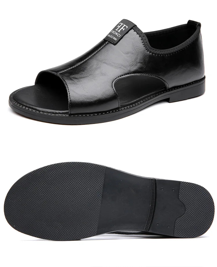 Sandals for Men Brand Casual Shoes Outdoor 2025 New Men's Slippers Comfortable Beach Shoes High Quality Leather Men Flat Sandals - Sun Studio