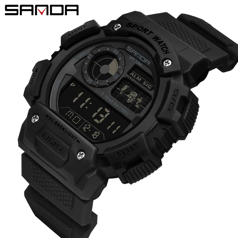 SANDA Top Brand Classical Style Men Digital Watch Military Sports Watches Fashion Waterproof Electronic Wristwatch Shockproof - Sun Studio