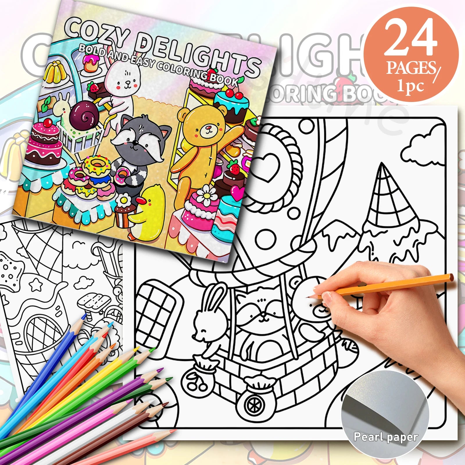 COZY DELIGHTS Cute & Comfy Coloring Book for Adults Cute Drawing Book Perfect Gift for Party and Birthday - Sun Studio