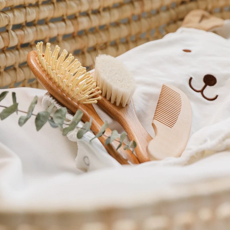 3pc Baby Hair Comb Mother-kids Hair Care Brush Baby Shower Tools Combs for hair Newborn Baby 0 12 Month Baby brush Care Utensils - Sun Studio