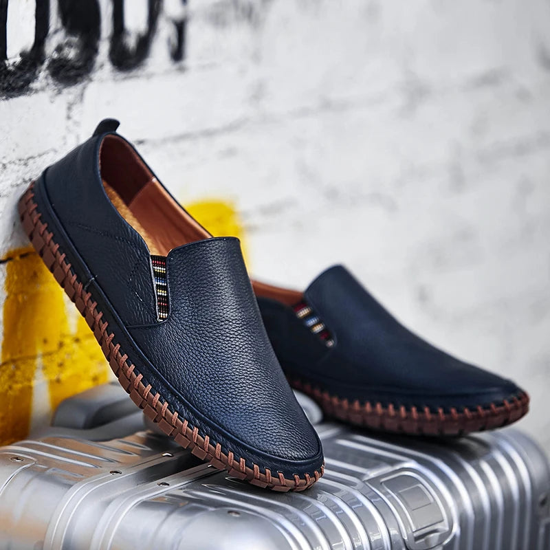 JINTOHO Big Size Men Genuine Leather Shoes Slip On Black Shoes Real Leather Loafers Mens Moccasins Shoes Italian Designer Shoes - Sun Studio