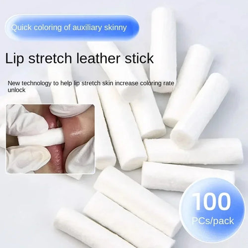 100PCS Disposable Lip Tattoo Skin Stretching Cotton Stick With Box Semi-Permanent Makeup Lip Embroidery Blush Recovery Tools - Sun Studio
