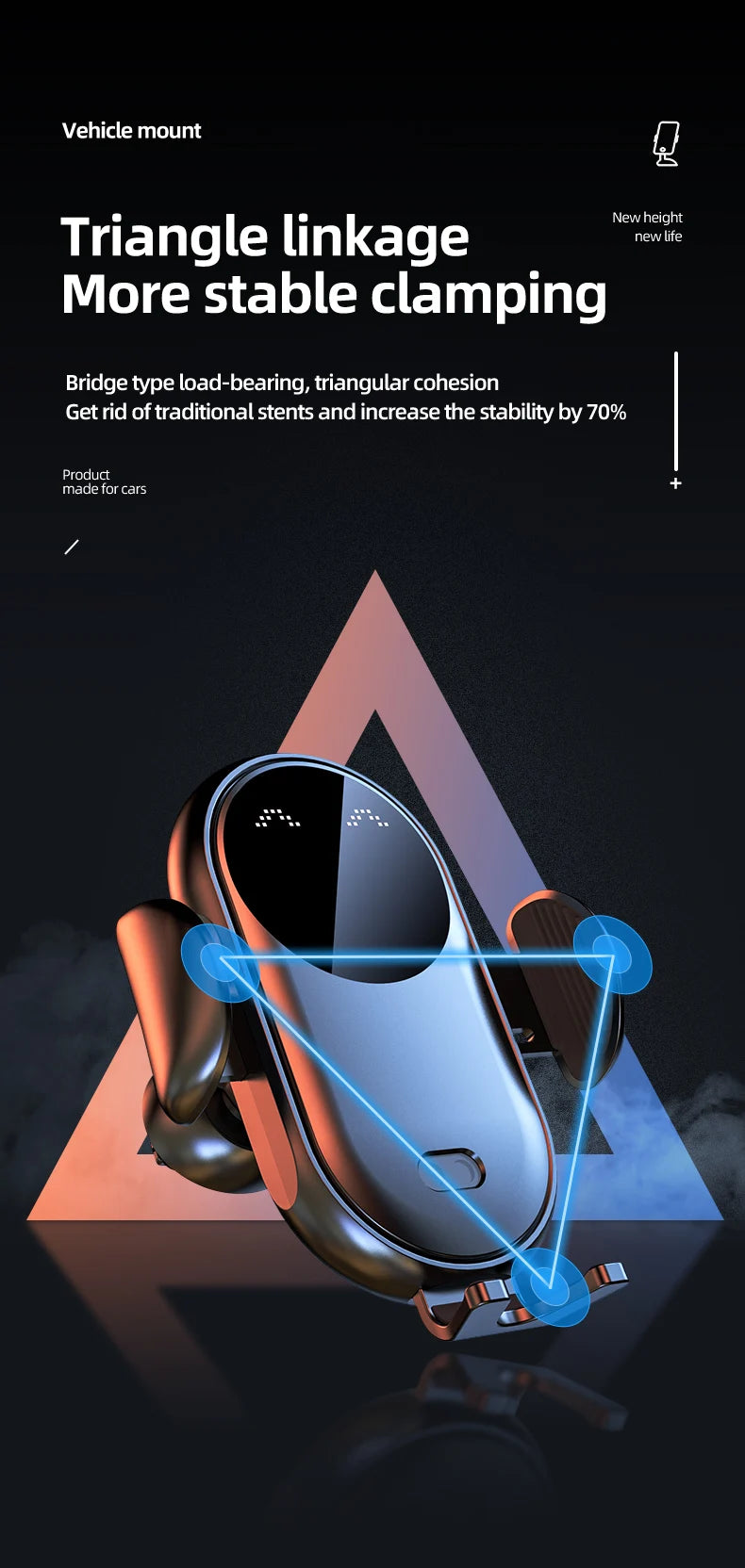 Wireless Charger Car Mount for Air Vent Mount Car Phone Holder Rotating Intelligent Infrared Fast Wireless Charging Charger - Sun Studio