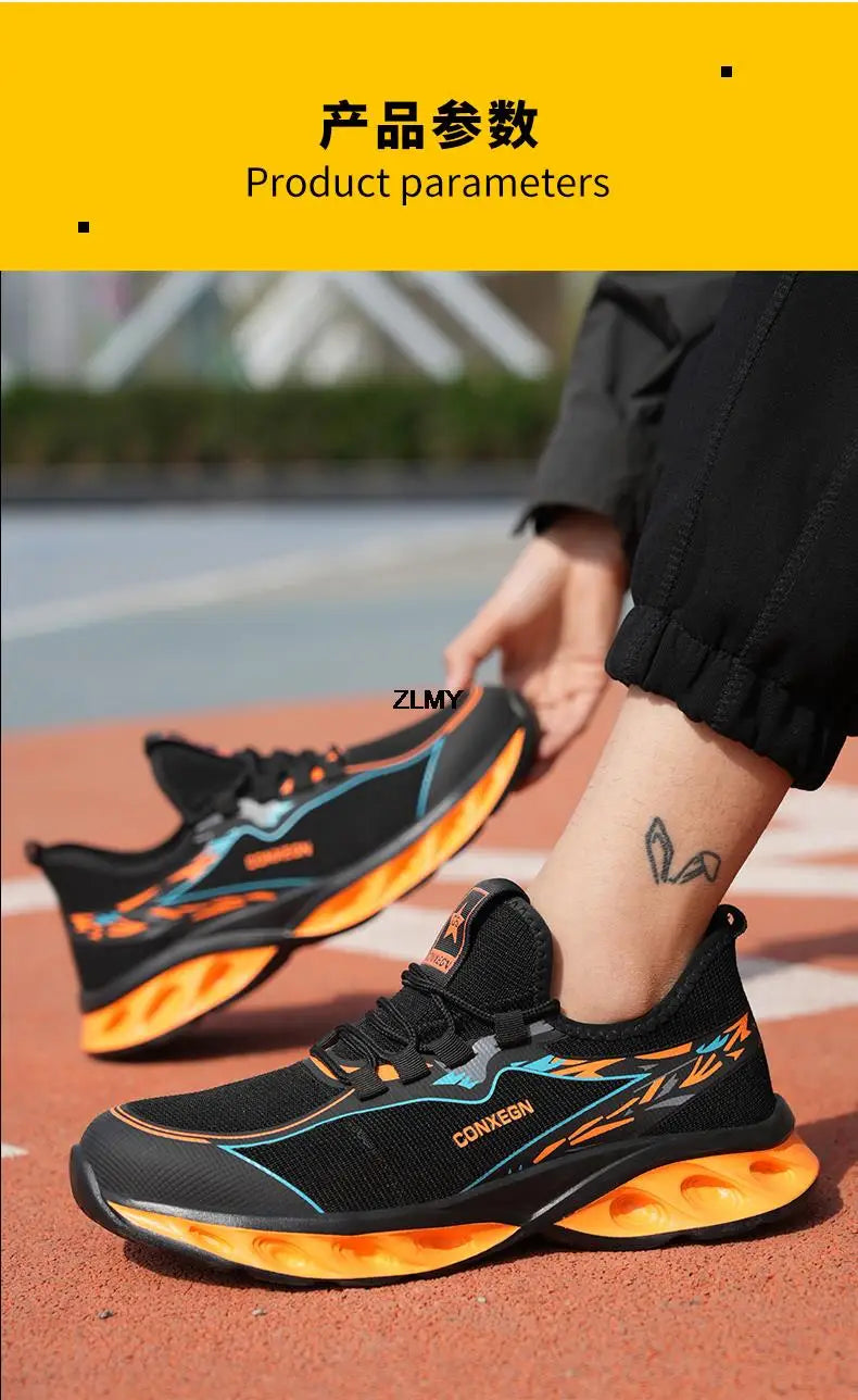 Fashion Safety Shoes for Men Steel Toe Sneakers Puncture Proof Industrial Work Shoes Man Breathable Work Safety Boots Anti-smash - Sun Studio