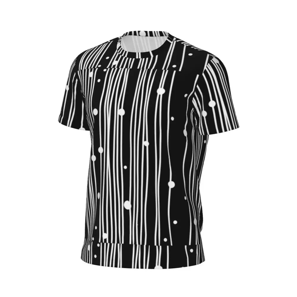 Gym T Shirt For Mens Retro Dots And Stripes T Shirts Fashion Blue Line Design Summer Tees O Neck Basic Graphic Clothes Plus Size - Sun Studio