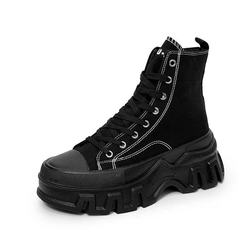 Classics Men's Shoes 2025 Fashion High Top Canvas Sneakers Platform Casual Shoes Man Lace-up Flats Men Non-slip Vulcanize Shoes - Sun Studio