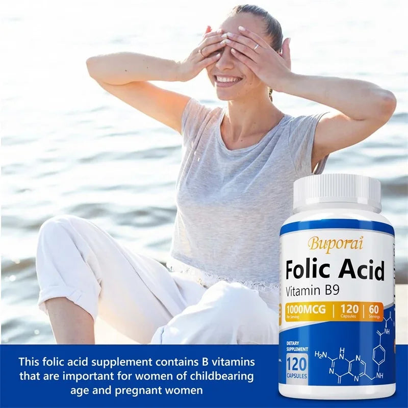 Folic Acid Supplement - Heart Health, Nervous System Health, Prenatal Support - Sun Studio