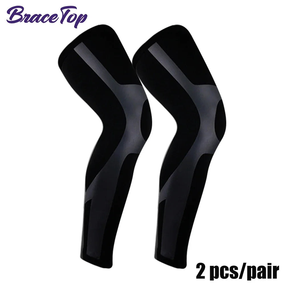 BraceTop 1 Pair Compression Long Socks Men Women Knee Fitness Knee Pad Anti Slip Support Thigh Long Stockings Leg Thigh Sleeves - Sun Studio