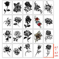 20 Pcs Waterproof Temporary Tattoo Sticker Black Flower Rose Lotus Planet Ins Flash Tatoo Fake Tatto for Men Women Girl - Sun Studio