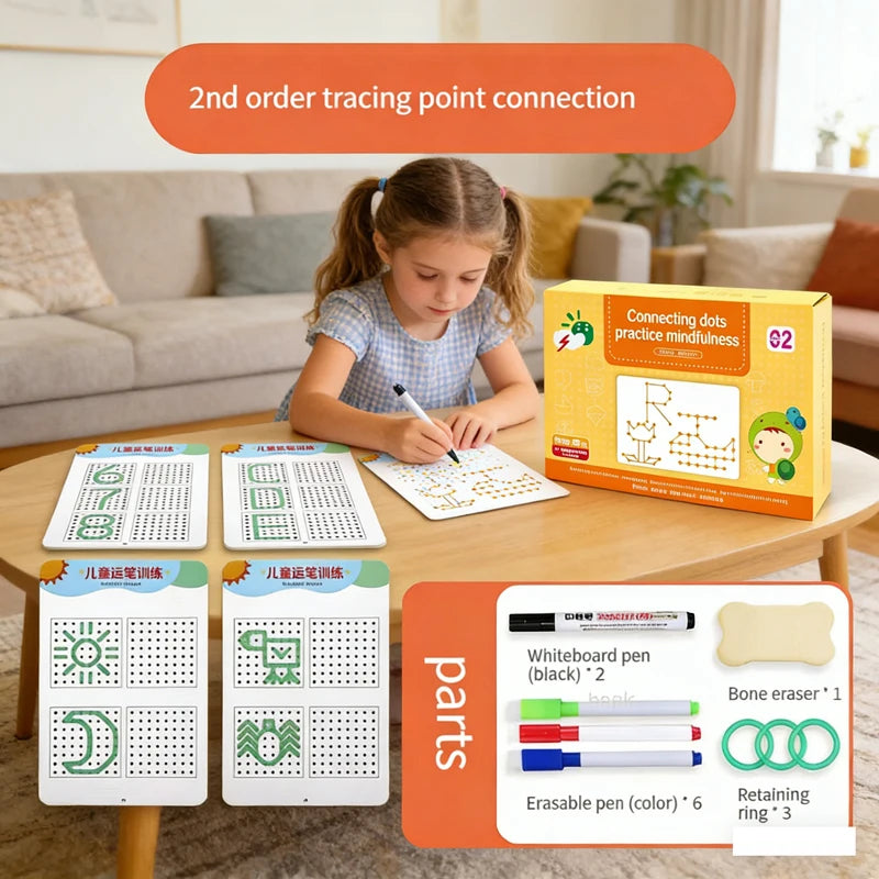 Magical Tracing Workbook Set, Reusable Magic Practice Copybook for Kids with Drawing Pens&Eraser,Fun Learning Books Handwriting - Sun Studio