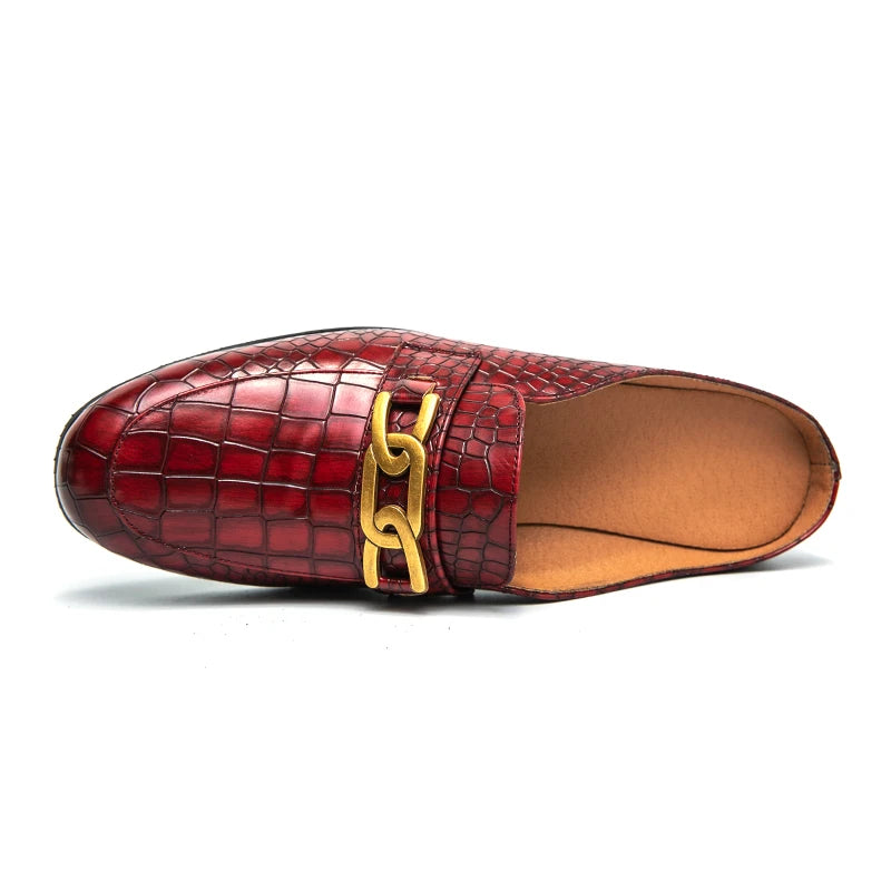 100% Genuine Leather Black Men’s Half Shoes For Men Shoes Mules Casual Designer Shoes Fashion Loafers Luxury Black Slippers 2022 - Sun Studio
