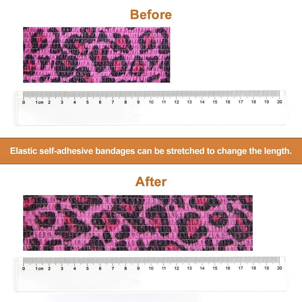Pink leopard printTattoo Bandage Tape Anti-slip Nonwoven Waterproof Disposable Self-adhesive Elastic Bandage Grip Cover Wrap - Sun Studio