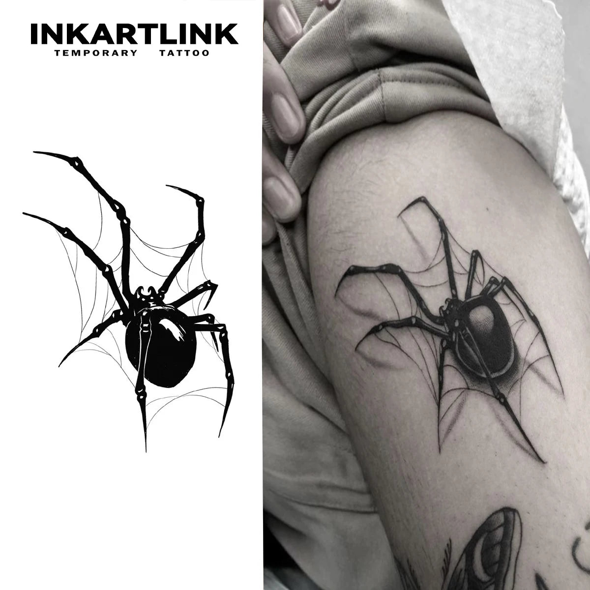 Spider Temporary Tattoo Sticker, Realistic Waterproof Design, Semi-Permanent Lasts 15 Days, Scary Fake Tattoo for Halloween - Sun Studio