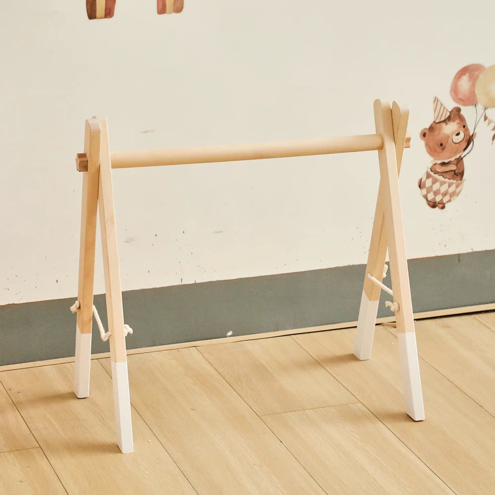 Foldable Baby Play Gym,0 Months Wooden Infant Activity Gym Hanging Toys Tool-Free Assembly Gym,Great for Newborn Development - Sun Studio