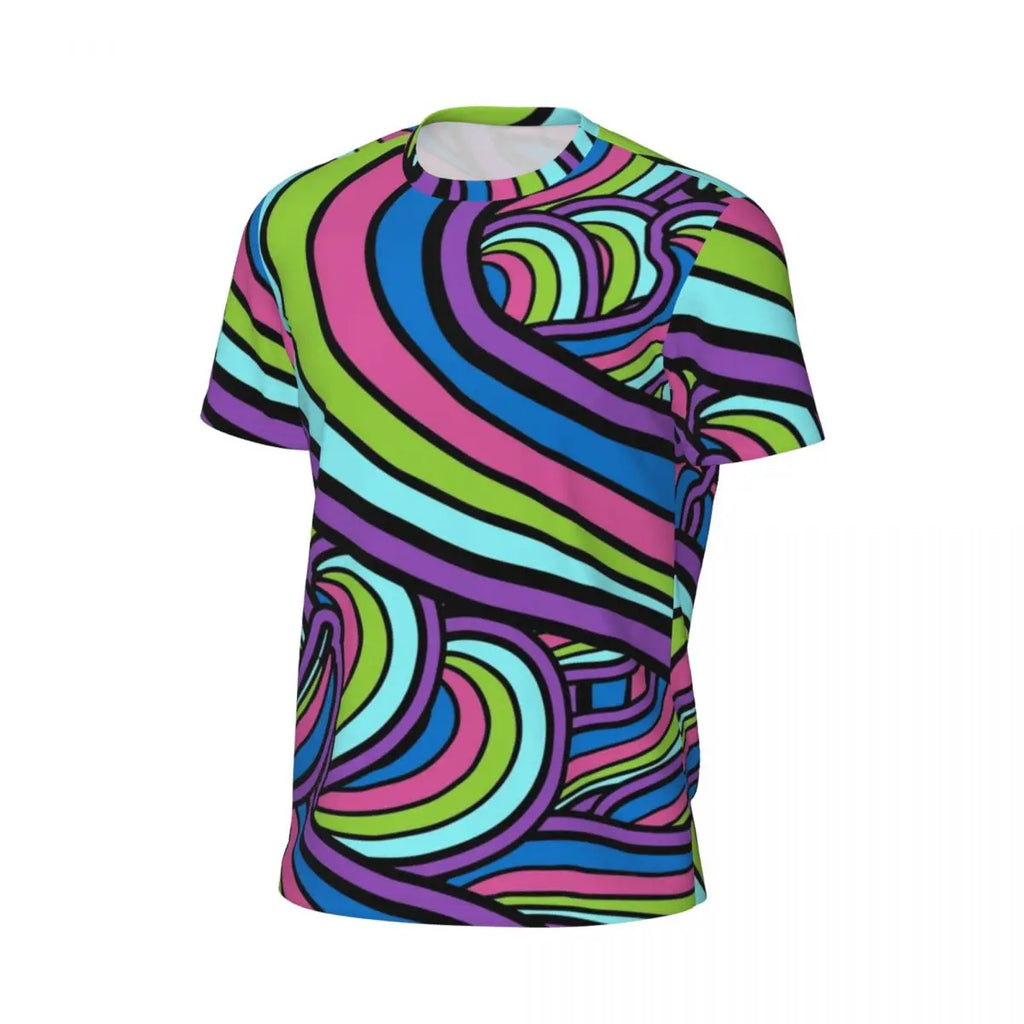 Gym T-Shirt For Man Retro Geometric 60S 70S T-Shirts Fashion Psychedelic Art Beach Tees O Neck Y2K Fun Design Tops Gift Idea - Sun Studio