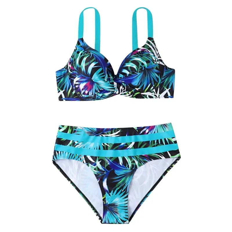 Women's Print 2 Piece Swimsuit Vintage Sexy High Waisted Bikini Split Beachwear Casual Holiday Pool Party Hot Springs Bikini Set - Sun Studio