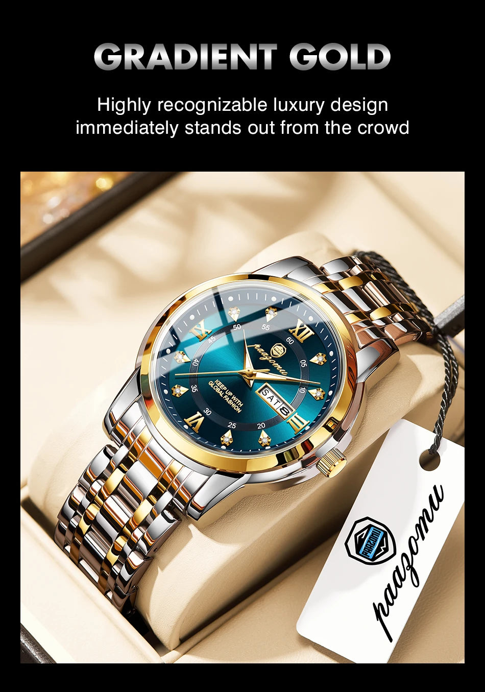 PAAZOMU Classic Casual Quartz Watch Men Women Waterproof Luminous Dial Business Dress Wristwatch Comfortable Watches Male+Box - Sun Studio