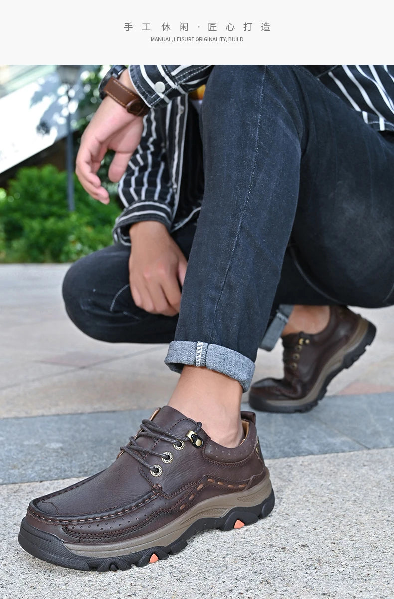 New Large Size Men's Shoes Genuine Leather Flats Men Loafers High Quality Outdoor Men Sneakers Breathable Male Casual Shoes - Sun Studio