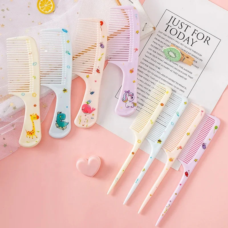 2pcs Kids Hair Combs Set Cartoon Animals Children Hairdressing Comb with Pointed Tail Girls Portable Anti-Static Plastic Comb - Sun Studio