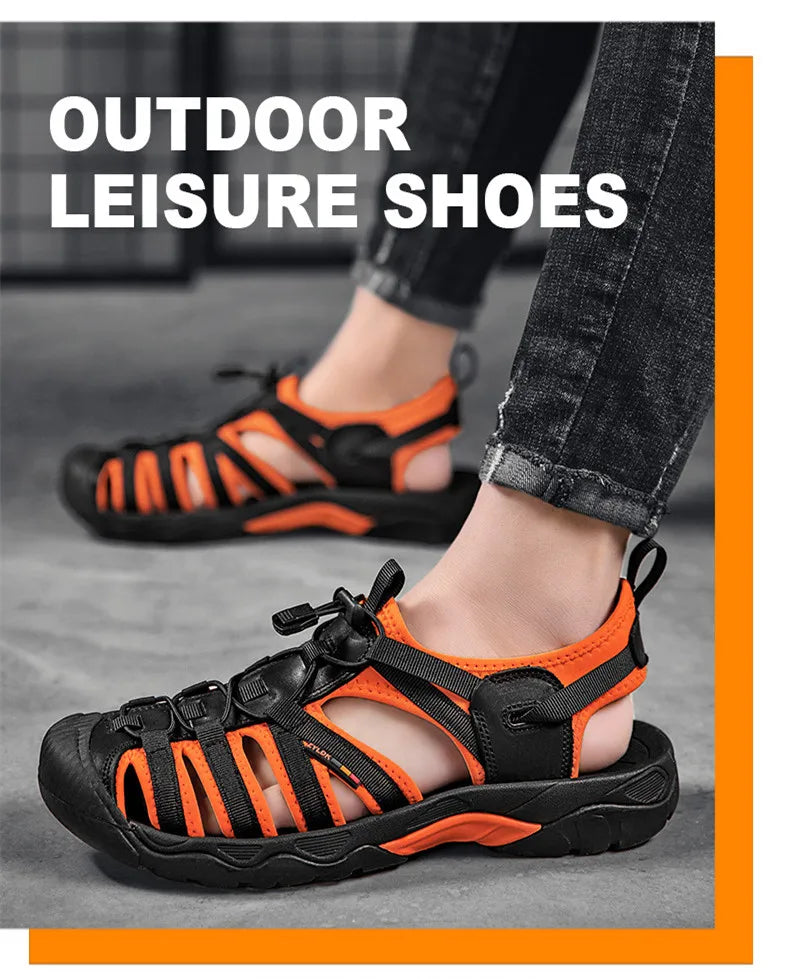 New Summer Genuine Leather Men Sandals Fashion Design Men's Casual Sneakers Comfortable Beach Men's Sandals Outdoor Wading Shoes - Sun Studio