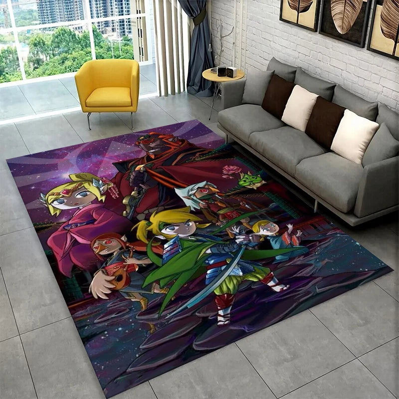 Classic Game Z-Zelda Cartoon Link Carpet Rug for Playroom Bedroom Living Room Sofa Home Decor,kid Area Rug Non-slip Floor Mat - Sun Studio