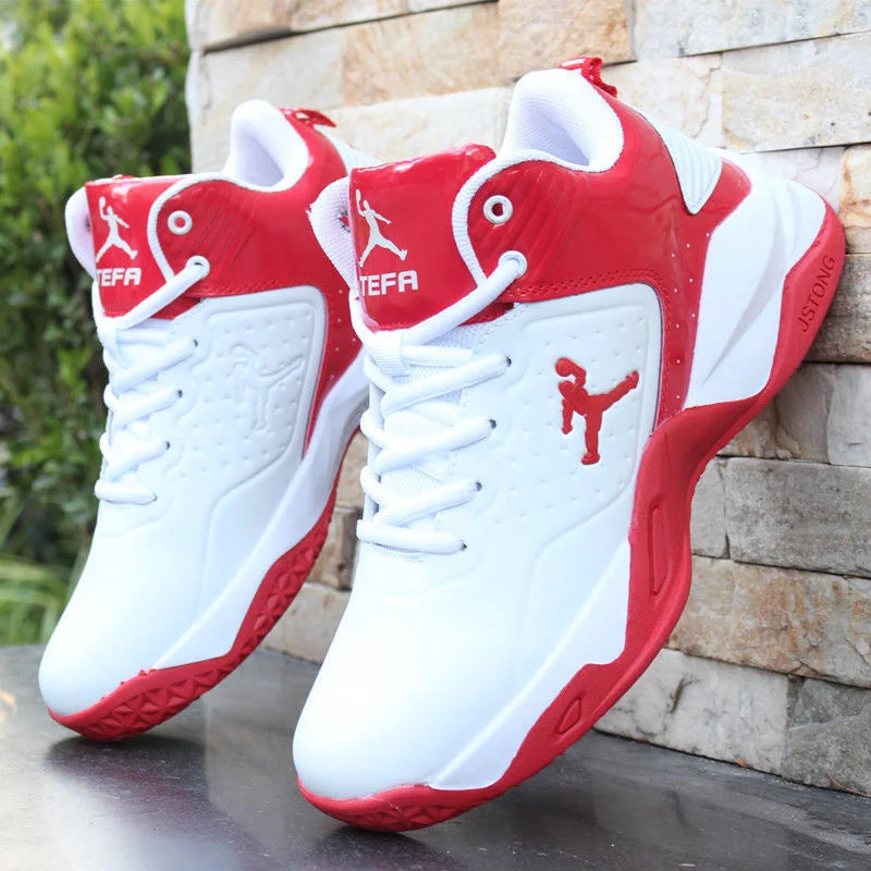 Brand Professional Men's White Red Blue Basketball Shoes Basketball Sneakers Anti-skid High-top Couple Man Basketball Boots - Sun Studio
