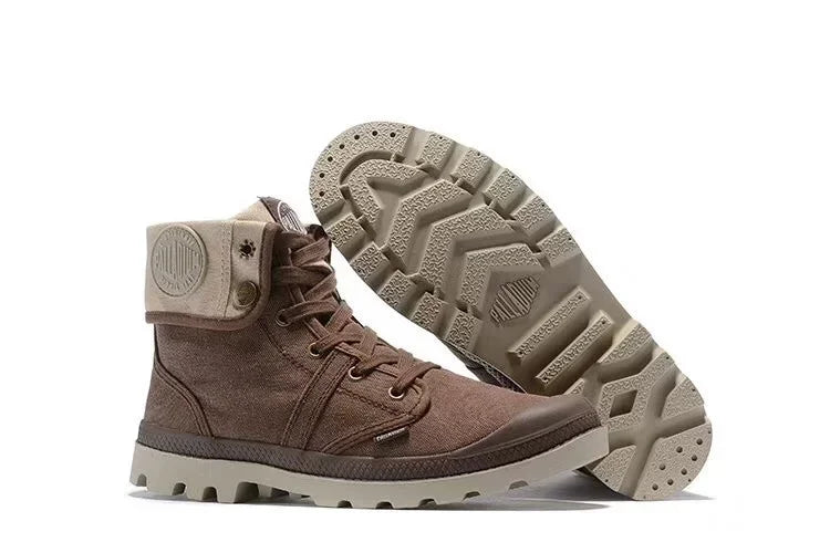 PALLADIUM Pallabrouse Dark Brown Sneakers Men/Women High-top Army Leisure Ankle boots Canvas Casual Shoes Anti-Slip Shoes 36-45