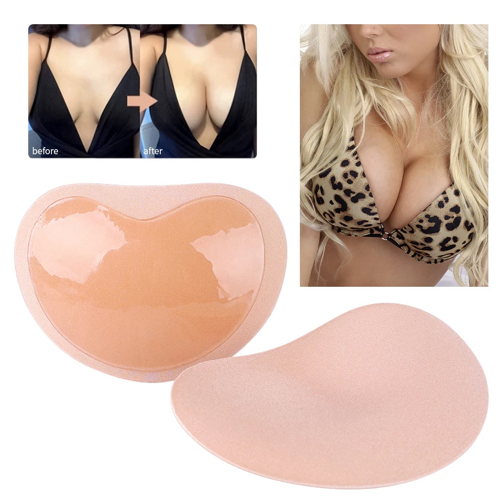 Sticky Chest Pad Push Up Bra Thicker Sponge Bra Pads Breast Lift Up Enhancer Silicone Removeable Inserts Swimsuit Invisible Bra - Sun Studio