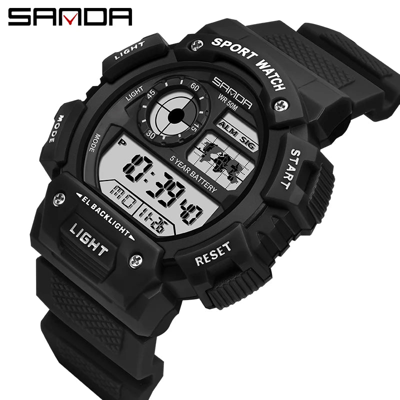 SANDA Top Brand Classical Style Men Digital Watch Military Sports Watches Fashion Waterproof Electronic Wristwatch Shockproof - Sun Studio