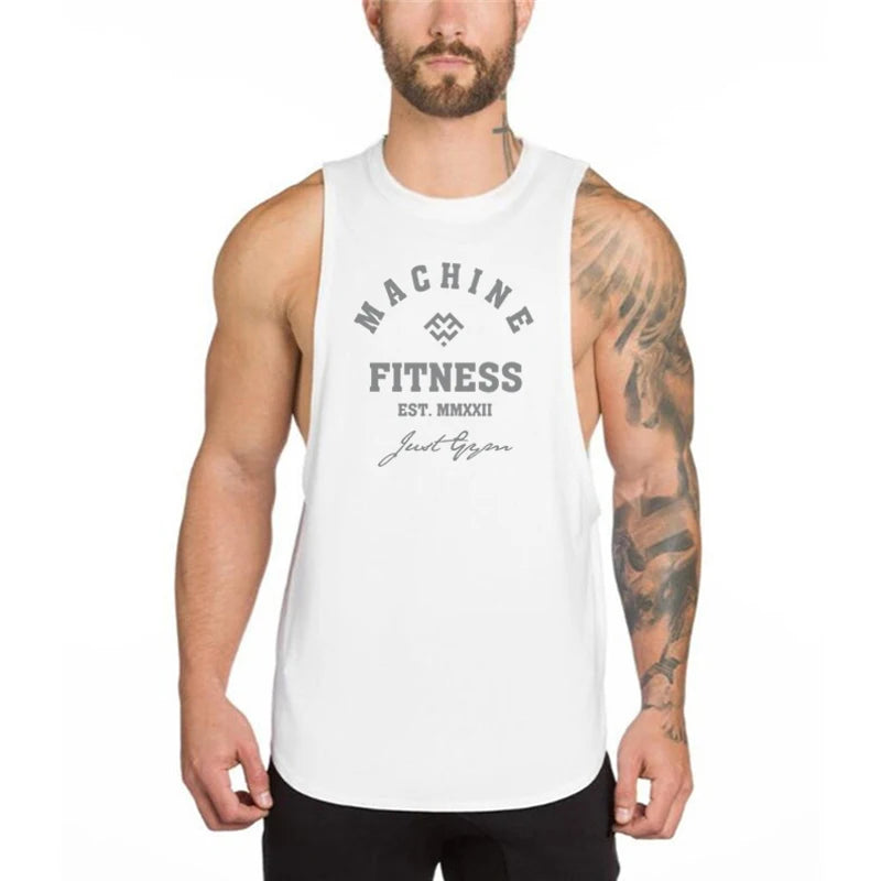 Gym Bodybuilding Workout Fitness T-Shirts Mens Casual Sport Sleeveless Singlets Summer Running Cotton Breathable Loose Tank Tops - Sun Studio