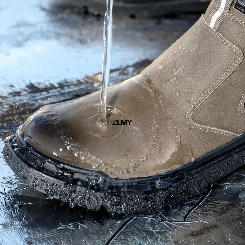 Waterproof Men Welder Shoes Steel Toe Work Shoes Man Anti-spark Anti-smash Safety Shoes Male Slip On Chelsea Work Safety Boots - Sun Studio