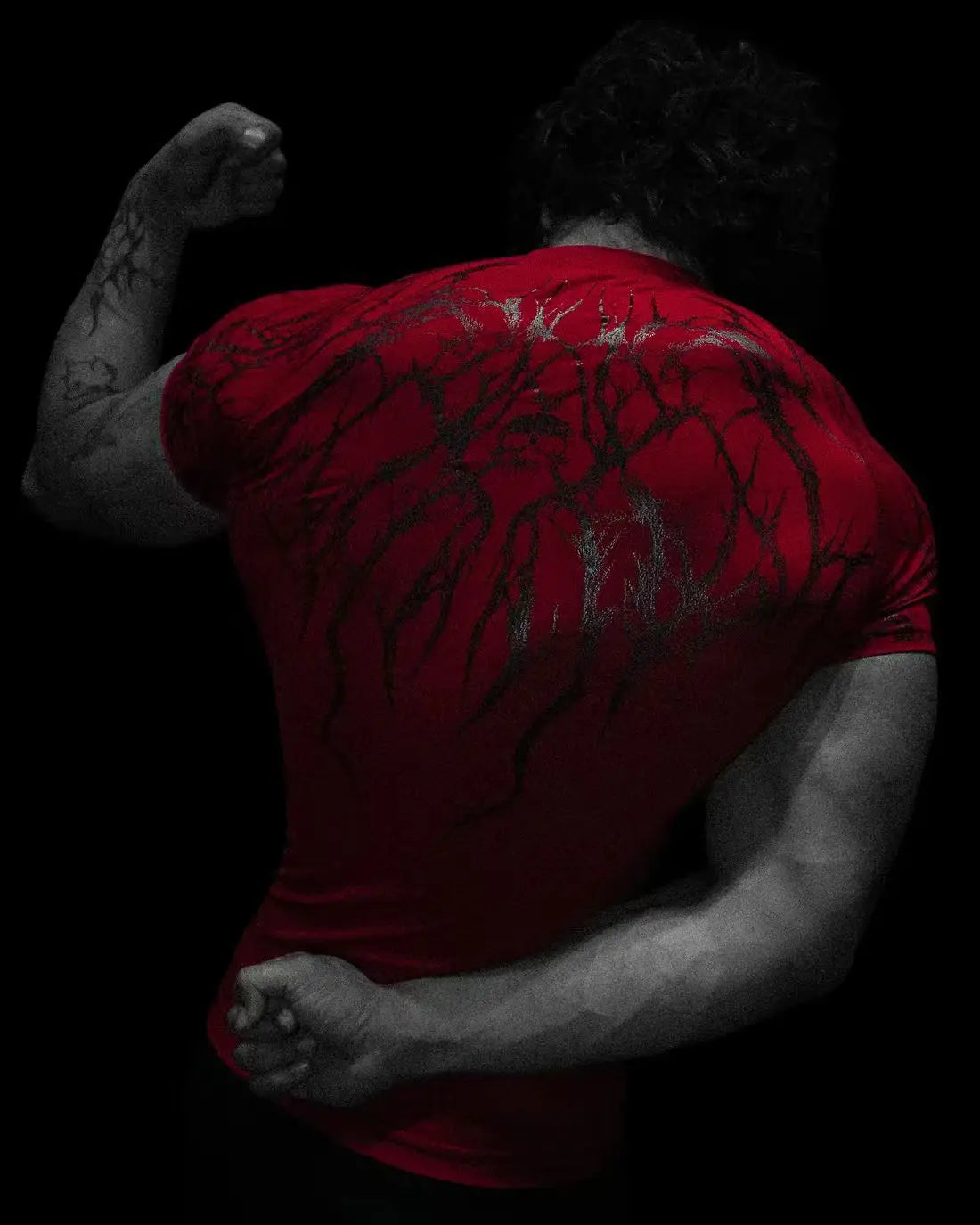 GYM T-shirt Men's Dark Gothic Print Muscle Tee High Elasticity And Quick Drying Exercise For Bodybuilding Training - Sun Studio