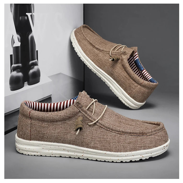 Men Casual Canvas Shoes Mens Loafers Breathable Slip on Flats Male Vulcanized Shoes Driving Shoes Plus Size 47 Walking Sneakers - Sun Studio