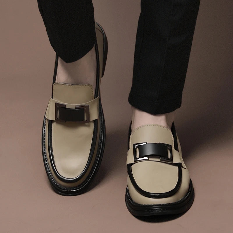 Men Genuine Leather Business Shoes Casual Flats Men Party Driving Loafers Shoes Breathable Moccasins Men's Casual High-end Shoes - Sun Studio