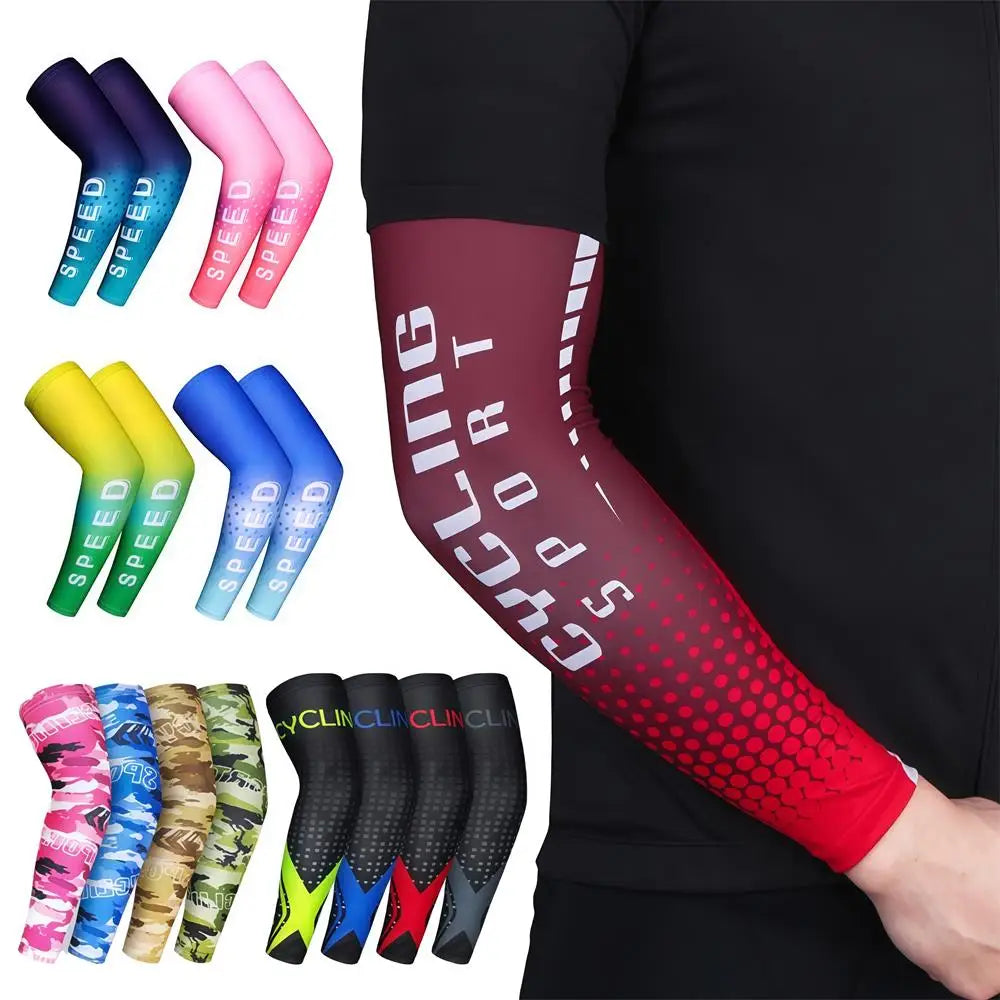 1Pair Sports Cooling Cycling Arm Sleeves Anti-UV Protection Elastic Arm Cover for Driving Running Basketball Football Golf - Sun Studio