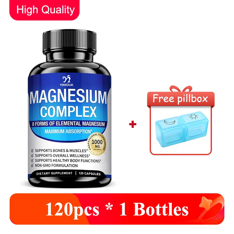 Magnesium Supplements, with Magnesium Glycinate, Magnesium Oxide, Support Stress Relief, Sleep, Heart Health, Nerves, Muscles - Sun Studio
