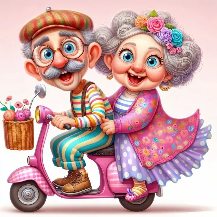Fairy Dust AB Cartoon Grandpa and Grandma 5D DIY Diamond Painting Cross Stitch Art Mosaic Full Embroidery Home Decor Kids Gift