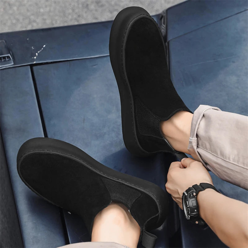 Fashion Brand Men Genuine Leather Mid Top Boots with British Style Autumn Winter Men Anti Slip and Wear-resistant Chelsea Boots