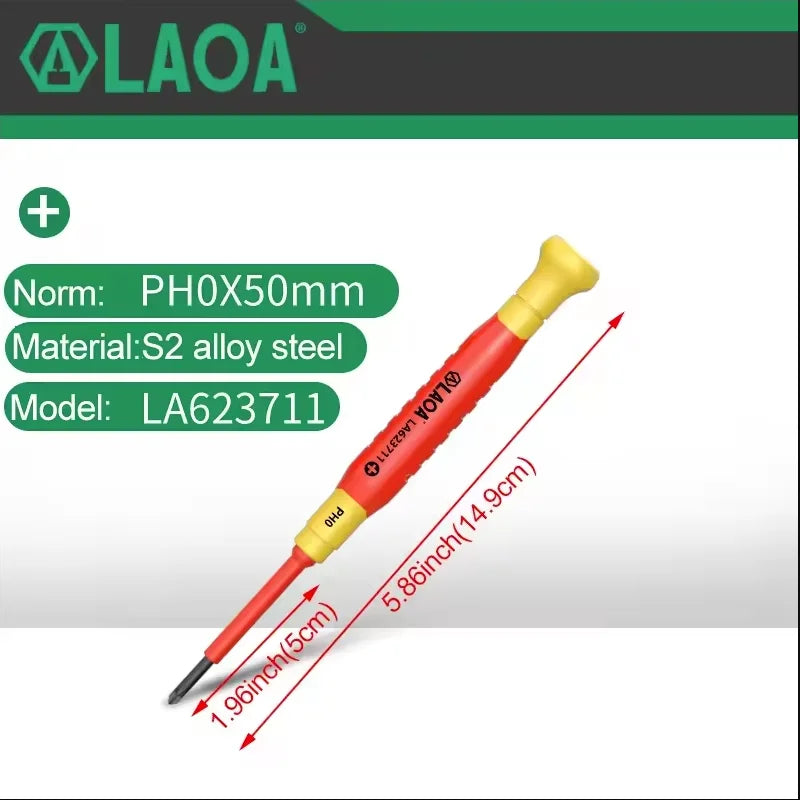 LAOA 1pc Insulated Precision Screwdriver SL1.0-3.0 aCross Small Size Screwdriver to Remove Watches Cell Phone NotebookT5-T10 - Sun Studio