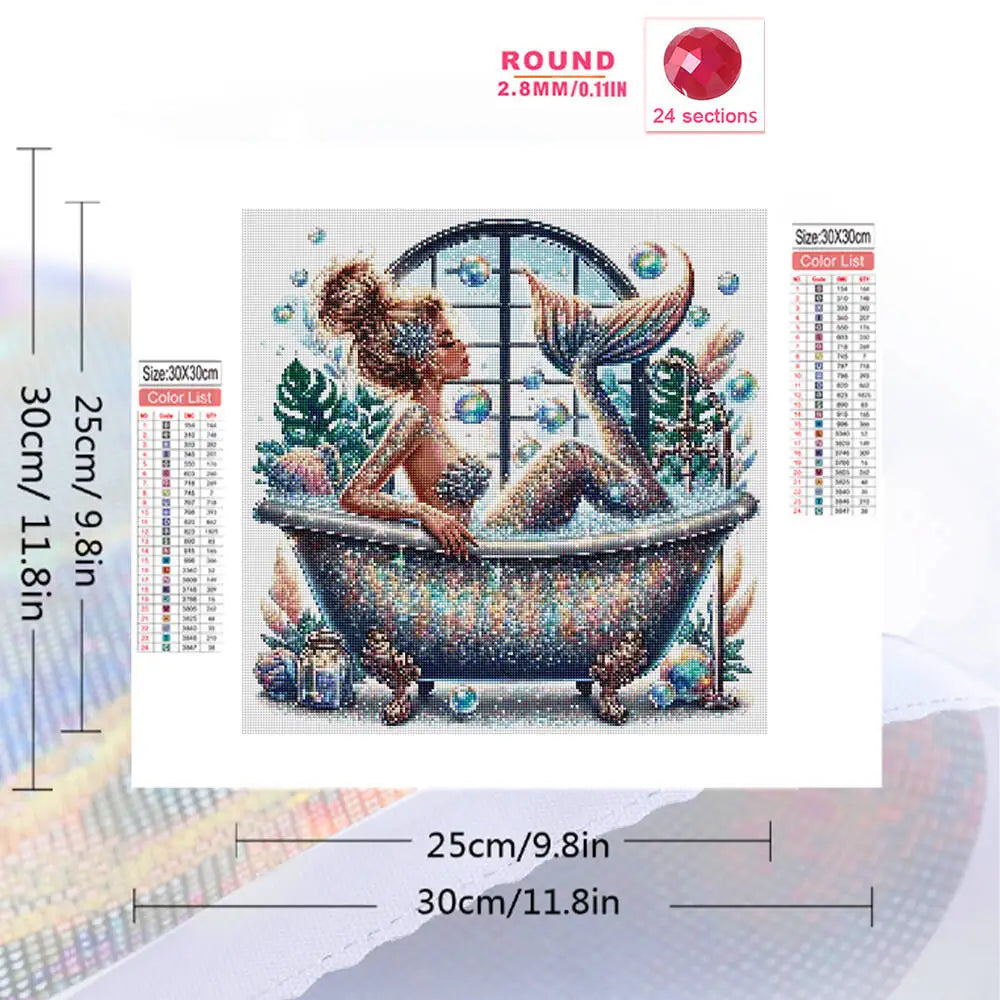 Evershine Full Square Diamond Painting Woman  Cross Stitch Embroidery Mermaid Diamond Mosaic Portrait Picture Home Decor - Sun Studio