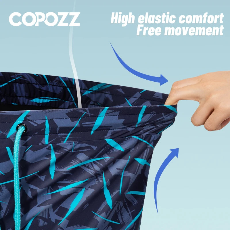 COPOZZ Summer Men's Beach Swimming Trunks Drawstring Elastic Waist Swimsuit Shorts Plus Size Quick Drying Swimwear Shorts Board - Sun Studio