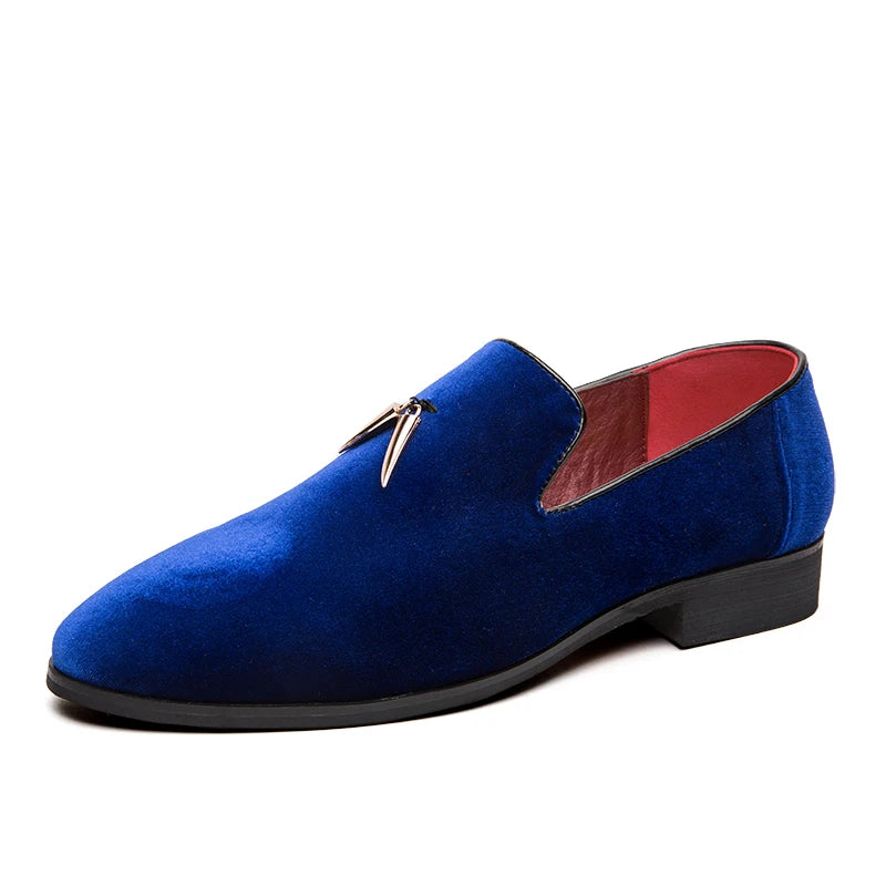 Fashion Party and Wedding Handmade Men Loafers Men Velvet Shoes Leaves and Gold Buckle Men Dress Shoe Men's Flats Zapatos Hombre - Sun Studio