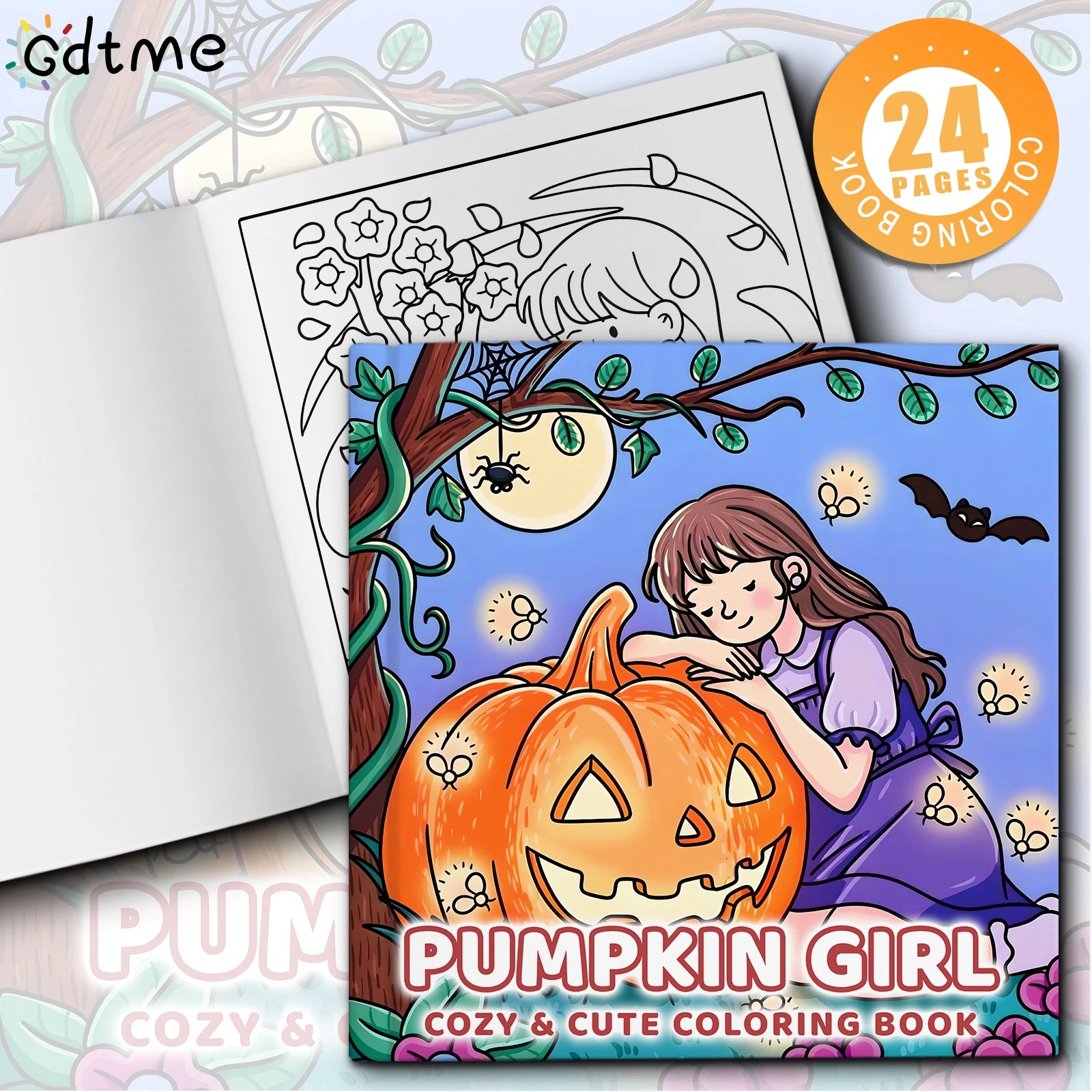 PUMPKIN GIRL Coloring Book for Adults Featuring 24Page Cute Cozy Daily Activities for Relaxation Kids DIY Painting Drawing Books - Sun Studio